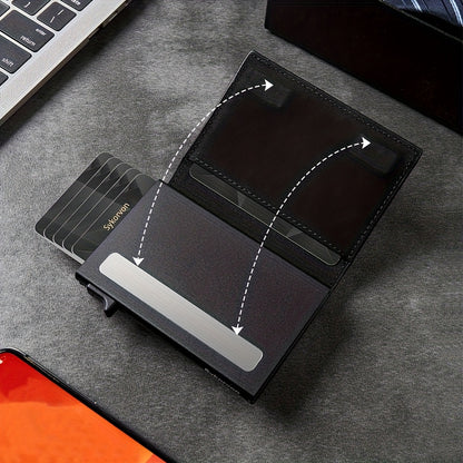 Airtag Men'S Wallet Minimalist RFID Wallet with Airtag Stand Smart Pop-Up Wallet with Wallet, Slim Card Holder Small Wallet